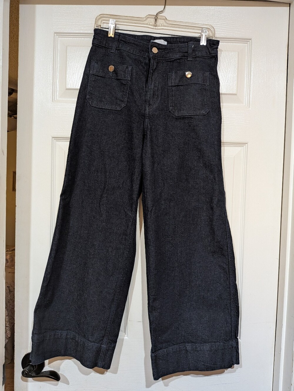 Women's Dark Blue Baggy Boho Wide Leg Jeans